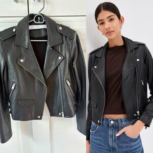 IRO Ashville Black Leather Moto Jacket – Size 40, Excellent Condition